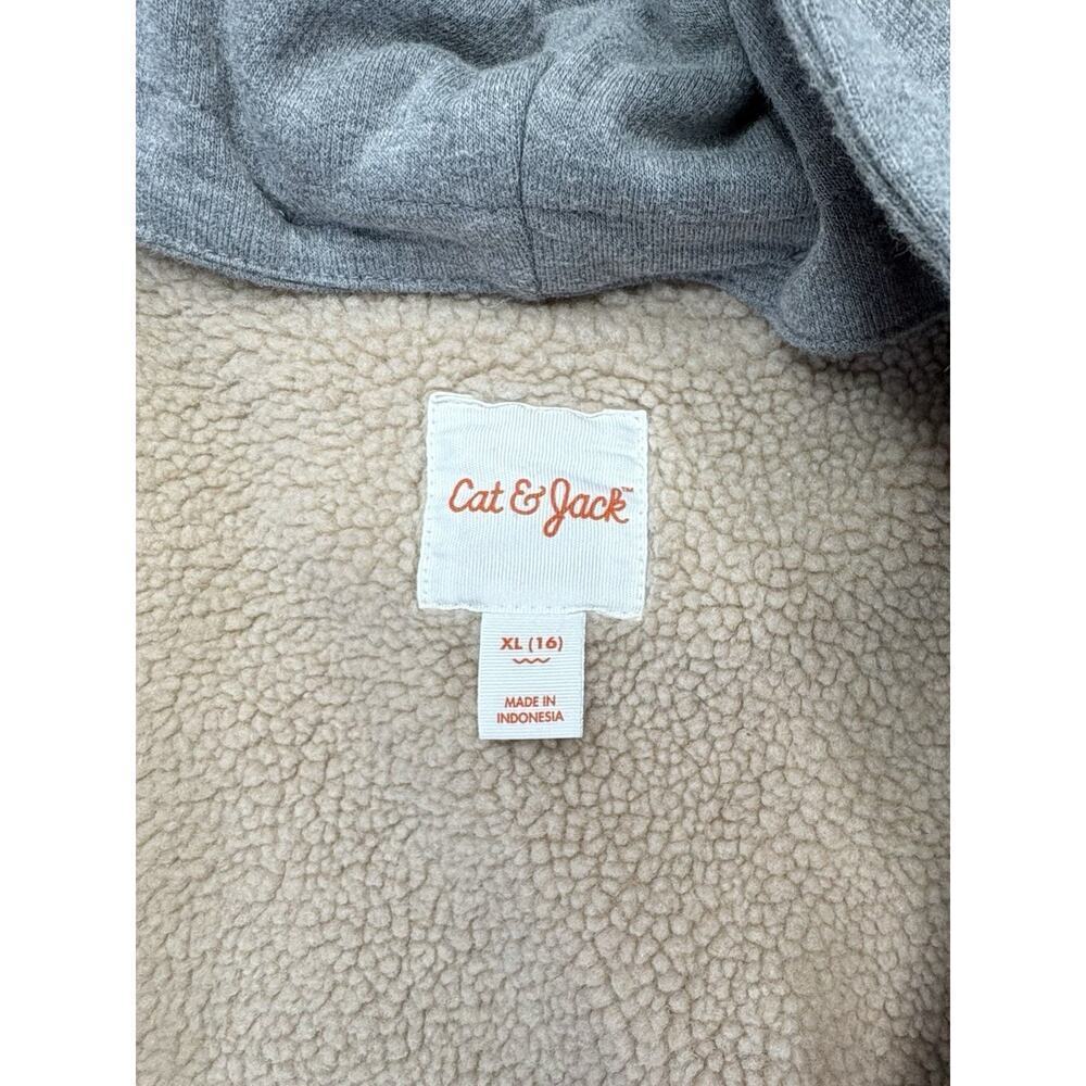 Cat & Jack Boys Jacket Blue/Yellow Sherpa Lined - Removable Hood - Size XL(16) - Picture 8 of 11